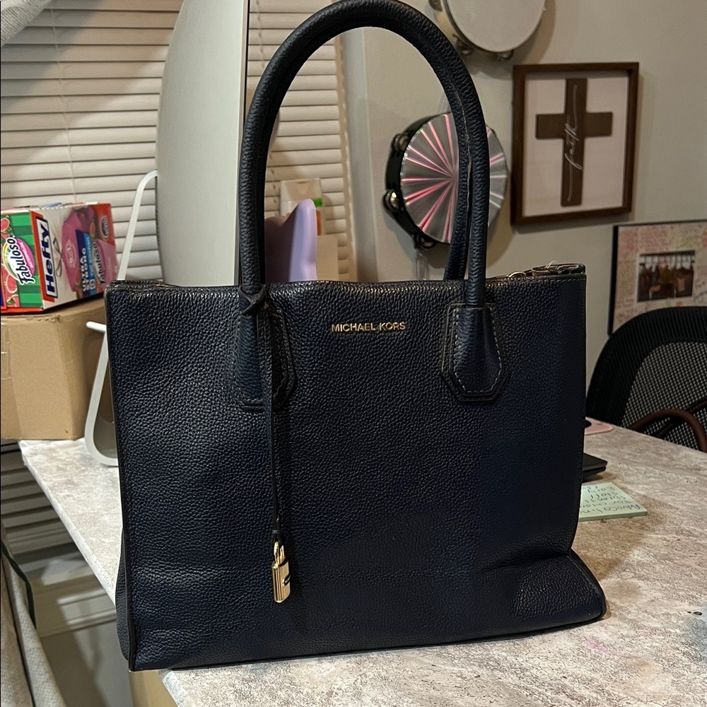 Michael Kors Black Tote with Gold Accents